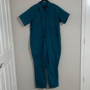 Wildfang Teal Short-Sleeve Work Coverall Jumpsuit